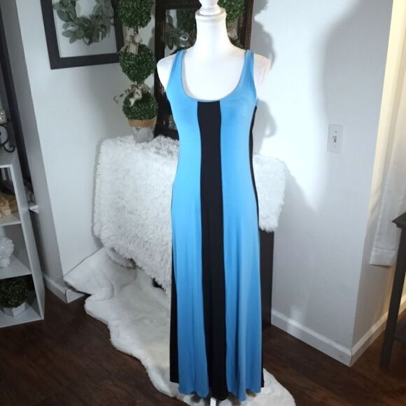 AFRA BLUE & BLACK MAXI DRESS SZ.S EUC - Picture 2 of 7